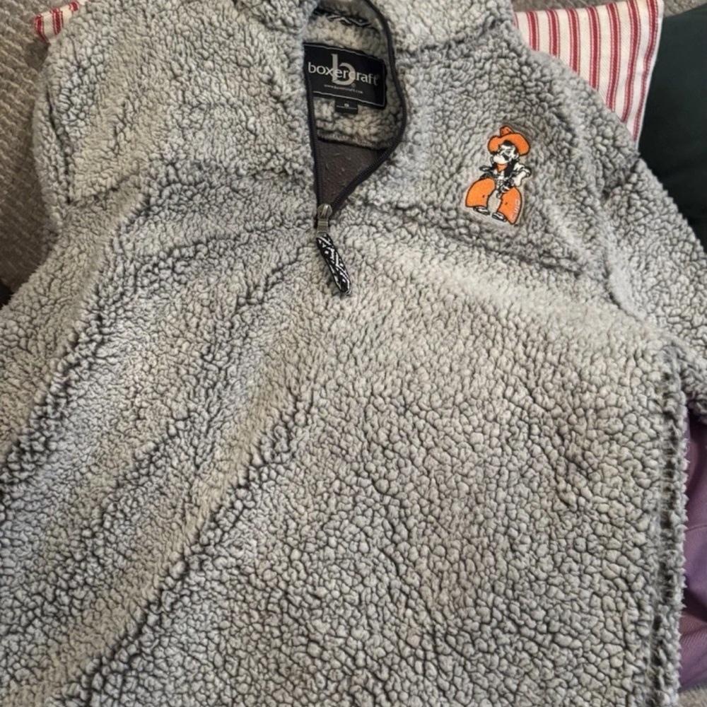 Oklahoma State OSU Sherpa Quarter Zip Pullover Boxercraft Small
